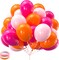 Pink and Orange Balloons 60PCS 12 inch Orange Hot Pink Light Pink Latex Balloons with Ribbons for Party Decoration